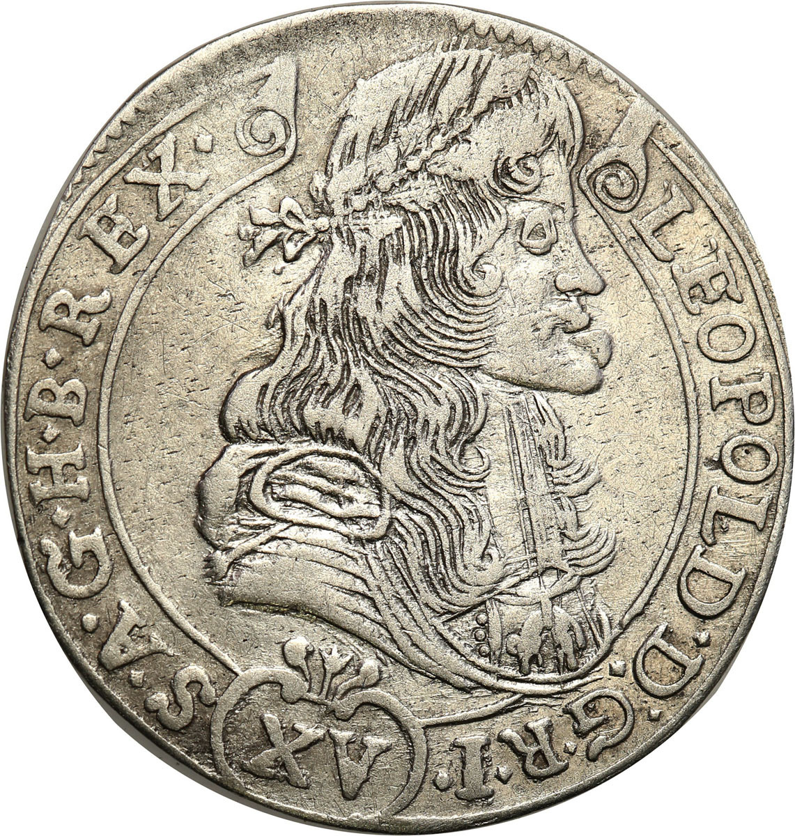 Węgry, Leopold I (1658-1705). 15 krajcarów 1687 KB, Kremnica